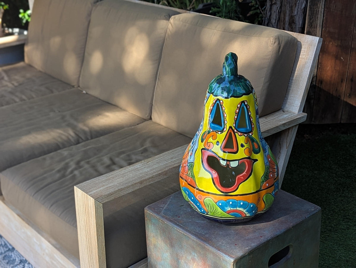 Halloween Pumpkin | Talavera Pottery is Jack-o-Lantern Home Decor and Mexican Art for Trick or Treat, Outdoor Patio Decor