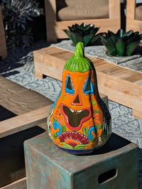 Talavera Halloween Pumpkin is a Handmade Mexican Ceramic Jack-o-Lantern