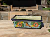 Windowsill Planter is Handmade Mexican Talavera Pottery with Hummingbird Motif