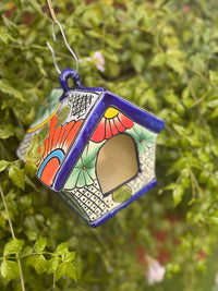 Ceramic Bird Feeder Talavera Pottery, Decorative Outdoor Hanging Feeder Station, Handmade Mexican Pottery Attract Wild Birds