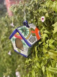 Ceramic Bird Feeder Talavera Pottery, Decorative Outdoor Hanging Feeder Station, Handmade Mexican Pottery Attract Wild Birds