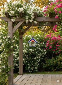 Ceramic Bird Feeder Talavera Pottery, Decorative Outdoor Hanging Feeder Station, Handmade Mexican Pottery Attract Wild Birds