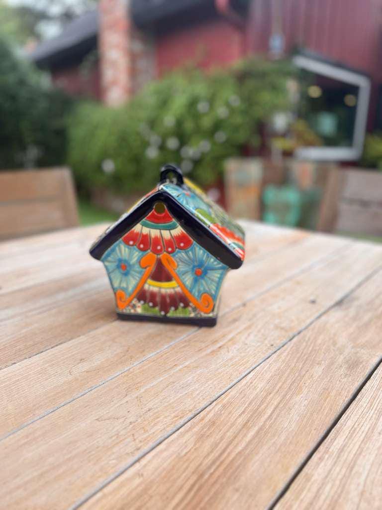 Ceramic Bird Feeder Talavera Pottery, Decorative Outdoor Hanging Feeder Station, Handmade Mexican Pottery Attract Wild Birds