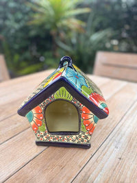 Ceramic Bird Feeder Talavera Pottery, Decorative Outdoor Hanging Feeder Station, Handmade Mexican Pottery Attract Wild Birds