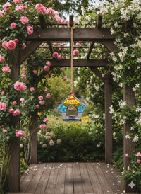 Ceramic Bird Feeder Talavera Pottery, Decorative Outdoor Hanging Feeder Station, Handmade Mexican Pottery Attract Wild Birds