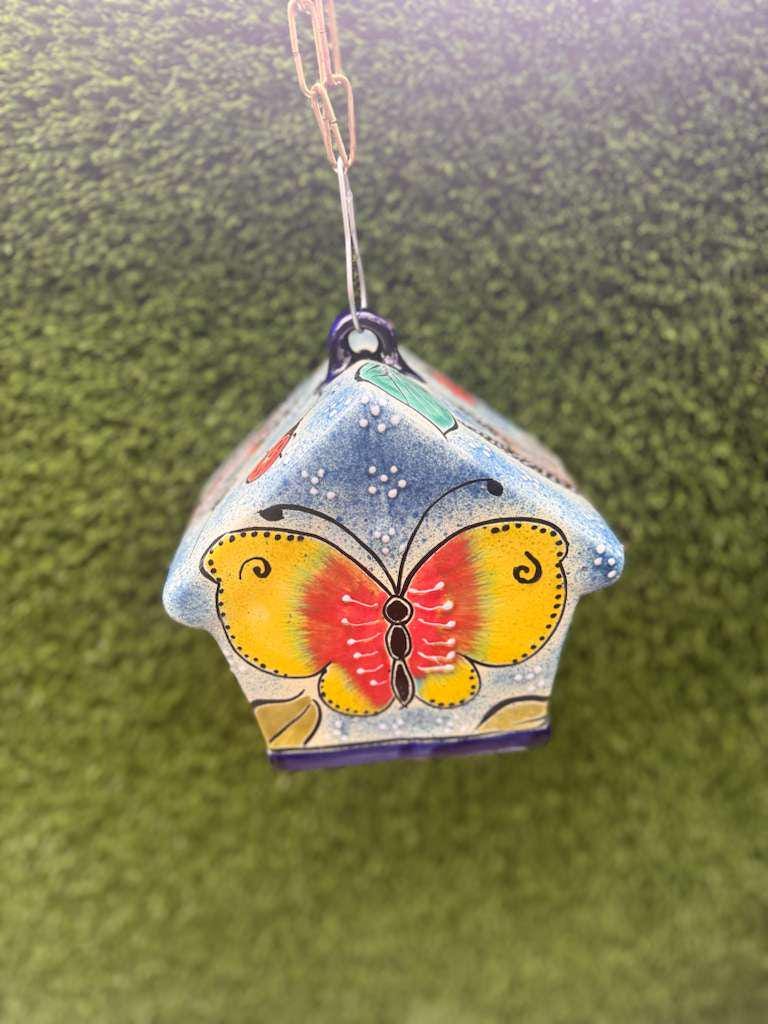 Ceramic Bird Feeder Talavera Pottery, Decorative Outdoor Hanging Feeder Station, Handmade Mexican Pottery Attract Wild Birds