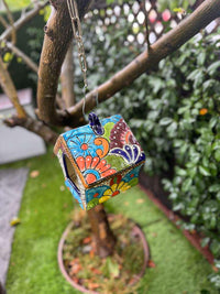 Ceramic Bird Feeder Talavera Pottery, Decorative Outdoor Hanging Feeder Station, Handmade Mexican Pottery Attract Wild Birds
