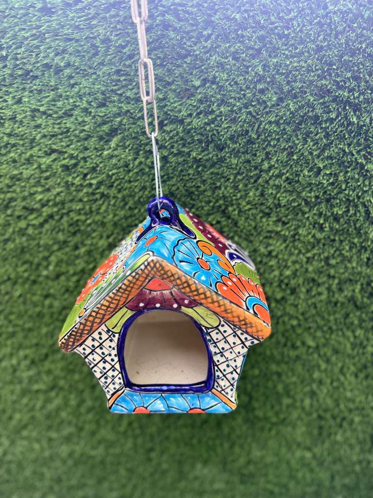 Ceramic Bird Feeder Talavera Pottery, Decorative Outdoor Hanging Feeder Station, Handmade Mexican Pottery Attract Wild Birds