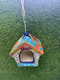 Ceramic Bird Feeder Talavera Pottery, Decorative Outdoor Hanging Feeder Station, Handmade Mexican Pottery Attract Wild Birds