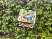 Ceramic Bird Feeder Talavera Pottery, Decorative Outdoor Hanging Feeder Station, Handmade Mexican Pottery Attract Wild Birds