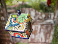 Ceramic Bird Feeder Talavera Pottery, Decorative Outdoor Hanging Feeder Station, Handmade Mexican Pottery Attract Wild Birds