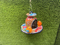 Ceramic Bird Feeder Talavera Pottery, Decorative Outdoor Hanging Feeder Station with Chain, Handmade Mexican Pottery Attract Wild Birds