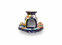 Ceramic Bird Feeder Talavera Pottery, Decorative Outdoor Hanging Feeder Station with Chain, Handmade Mexican Pottery Attract Wild Birds