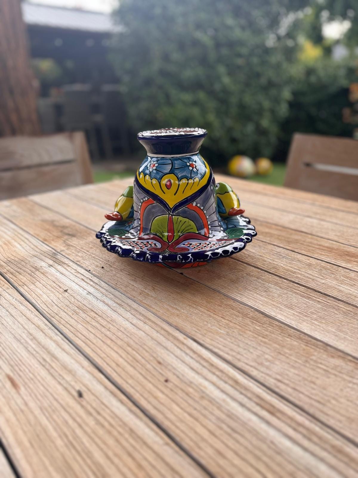 Ceramic Bird Feeder Talavera Pottery, Decorative Outdoor Hanging Feeder Station with Chain, Handmade Mexican Pottery Attract Wild Birds