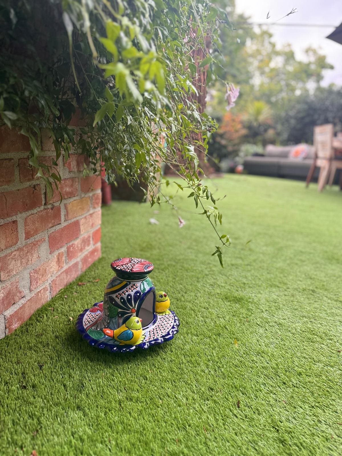 Ceramic Bird Feeder Talavera Pottery, Decorative Outdoor Hanging Feeder Station with Chain, Handmade Mexican Pottery Attract Wild Birds