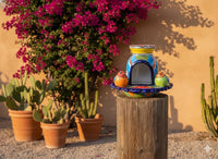 Ceramic Bird Feeder Talavera Pottery, Decorative Outdoor Hanging Feeder Station with Chain, Handmade Mexican Pottery Attract Wild Birds