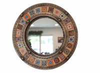 Talavera Tile & Punched Tin Mirror | Indoor Mexican Decor