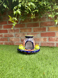 Ceramic Bird Feeder Talavera Pottery, Decorative Outdoor Hanging Feeder Station with Chain, Handmade Mexican Pottery Attract Wild Birds