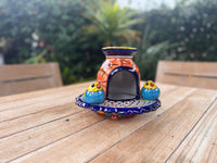 Ceramic Bird Feeder Talavera Pottery, Decorative Outdoor Hanging Feeder Station with Chain, Handmade Mexican Pottery Attract Wild Birds