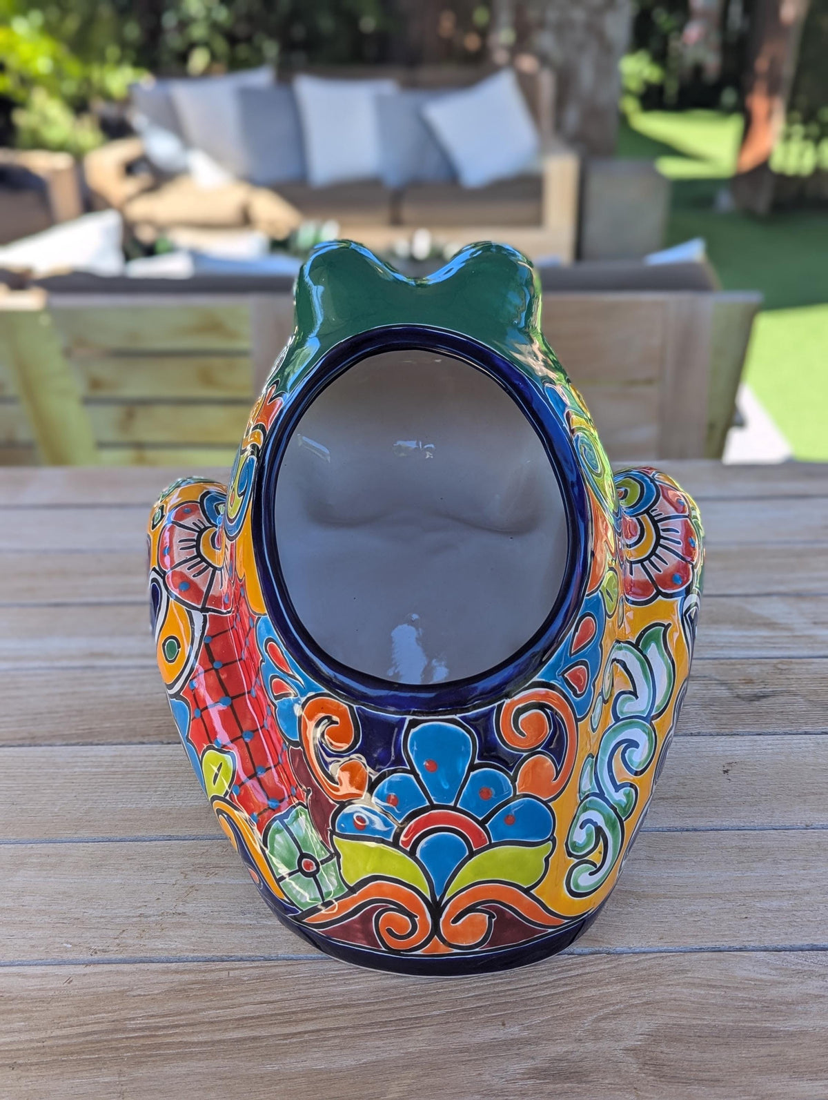 Talavera Frog Planter is Handmade Mexican Pottery Garden Decor