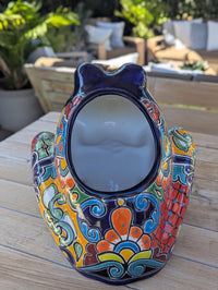 Handmade Talavera Frog Planter: Colorful Mexican Pottery Garden Decor