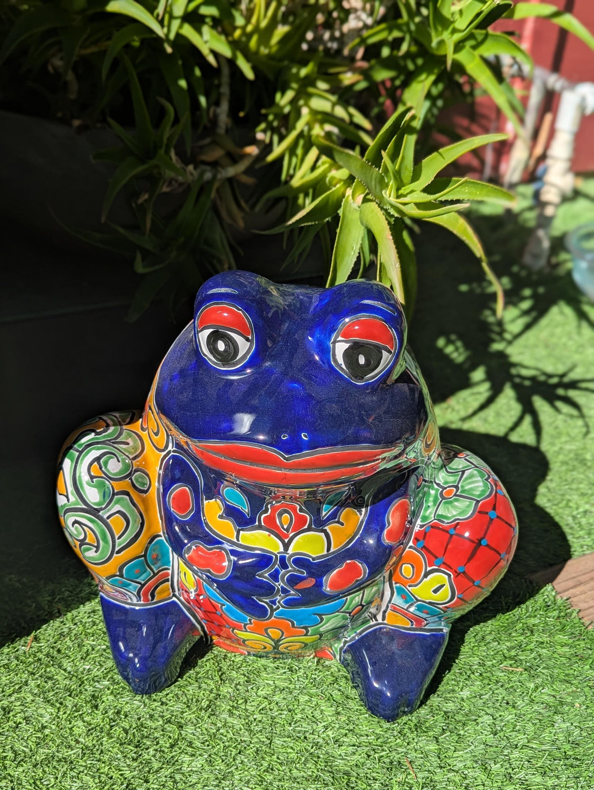 Handmade Talavera Frog Planter: Colorful Mexican Pottery Garden Decor