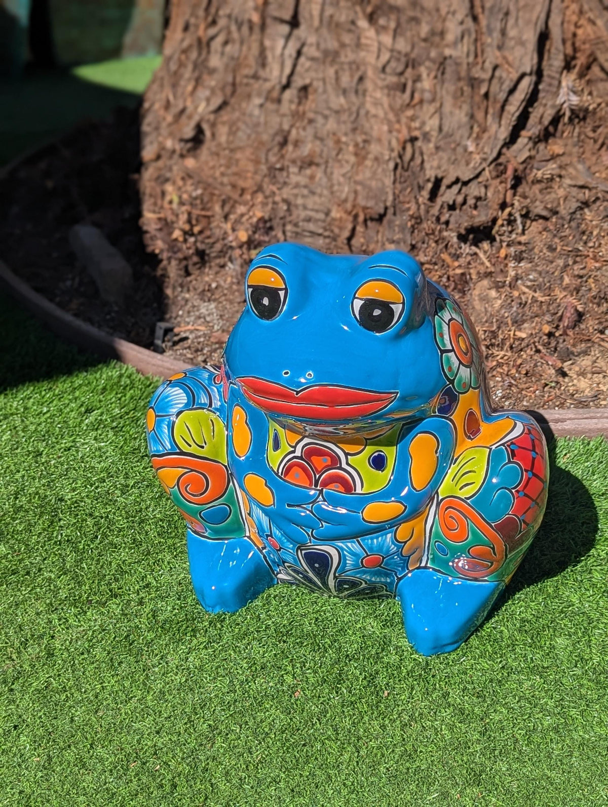 Handmade Talavera Frog Planter: Colorful Mexican Pottery Garden Decor