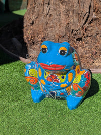 Handmade Talavera Frog Planter: Colorful Mexican Pottery Garden Decor
