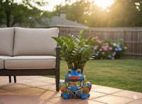 Handmade Talavera Frog Planter: Colorful Mexican Pottery Garden Decor