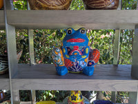 Handmade Talavera Frog Planter: Colorful Mexican Pottery Garden Decor
