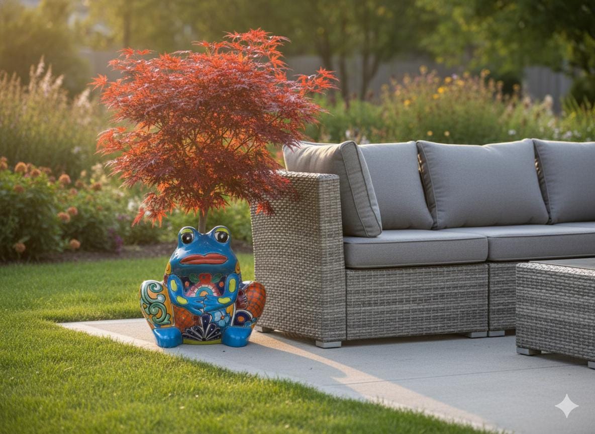 Handmade Talavera Frog Planter: Colorful Mexican Pottery Garden Decor