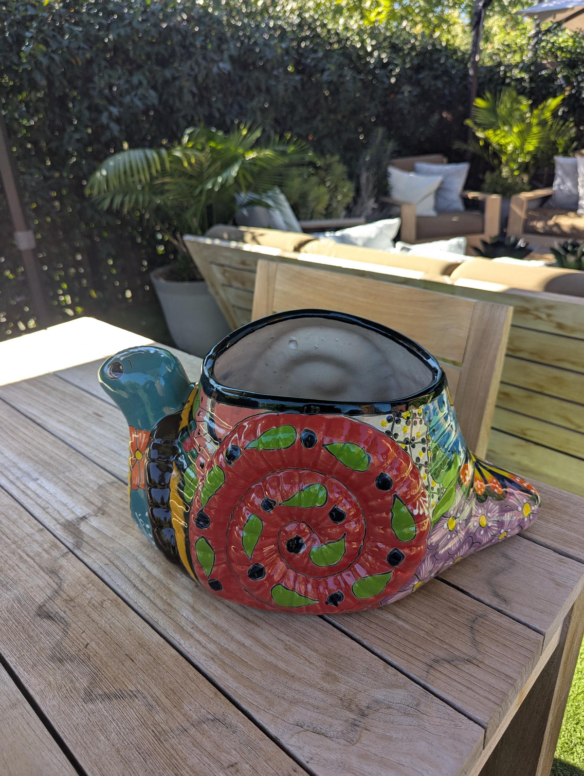 Talavera Snail Planter | Hand-painted Mexican Pottery Garden Decor