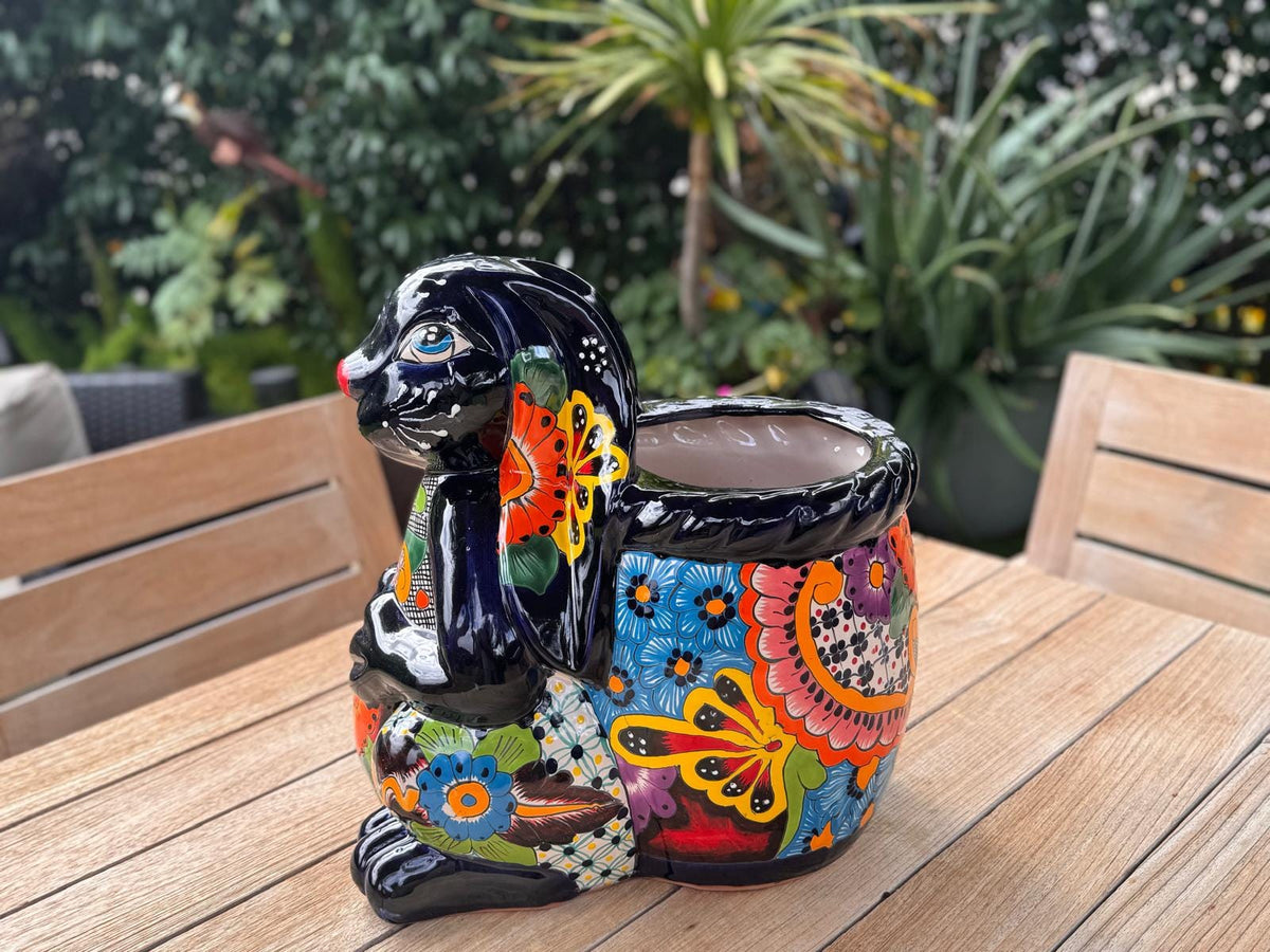 Talavera Rabbit Planter: Handmade Mexican Garden Decor