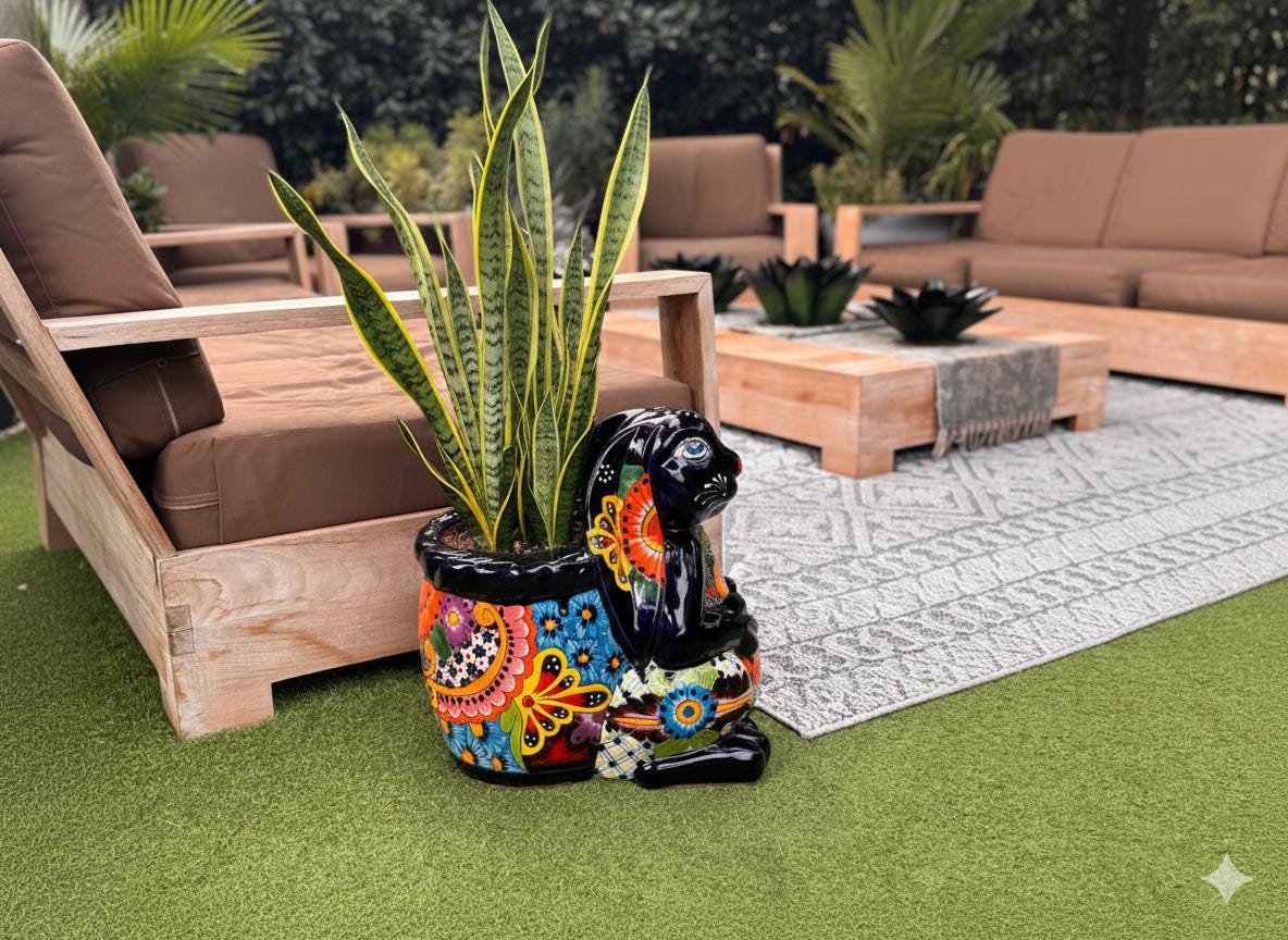 Talavera Rabbit Planter: Handmade Mexican Garden Decor