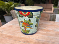 10.5" Round Parrot Planter is Exquisite Handmade Ceramic Mexican Pottery