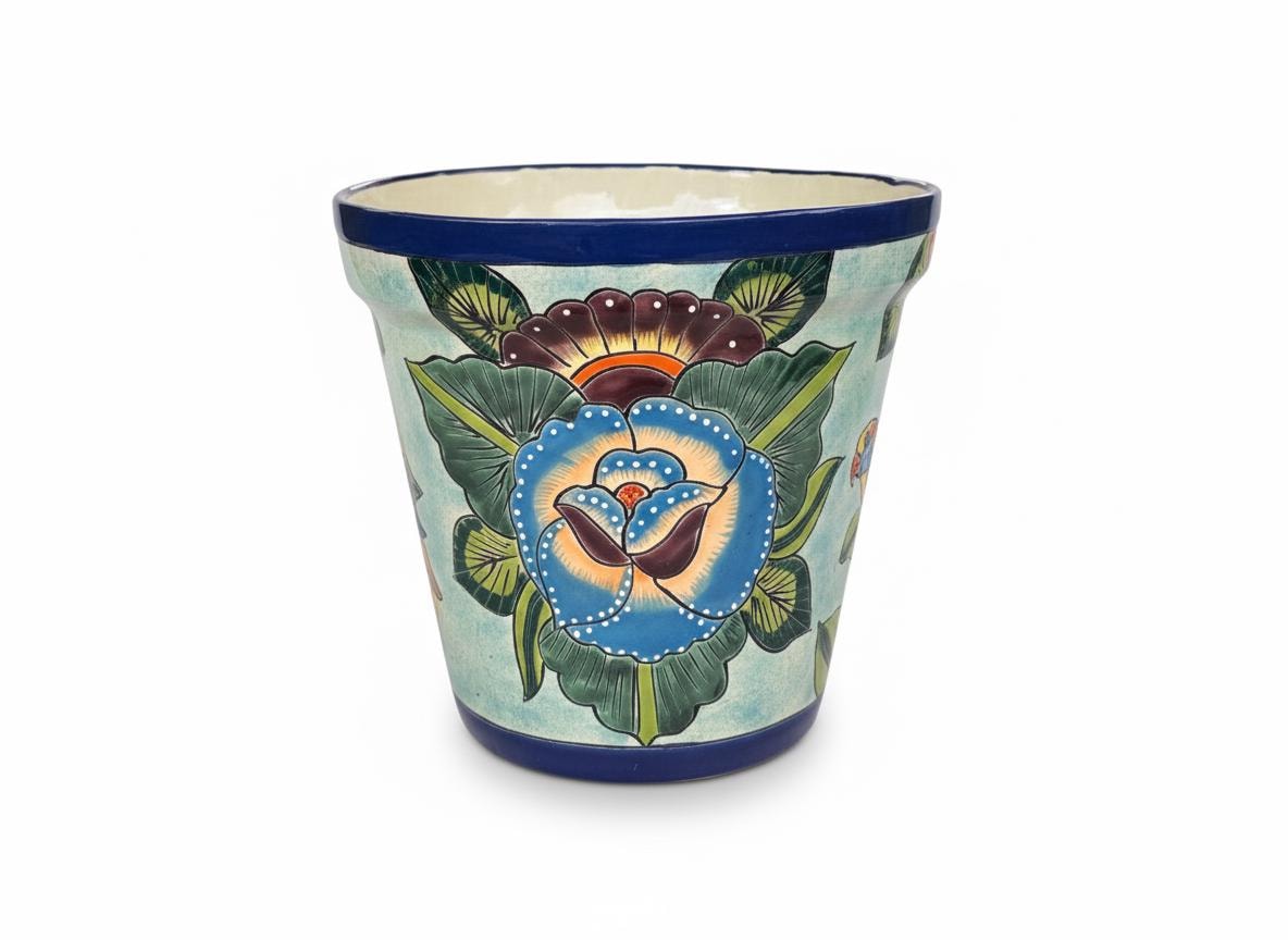 10.5" Round Parrot Planter is Exquisite Handmade Ceramic Mexican Pottery