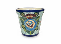 10.5" Round Parrot Planter is Exquisite Handmade Ceramic Mexican Pottery