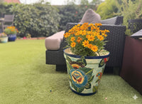 10.5" Round Parrot Planter is Exquisite Handmade Ceramic Mexican Pottery
