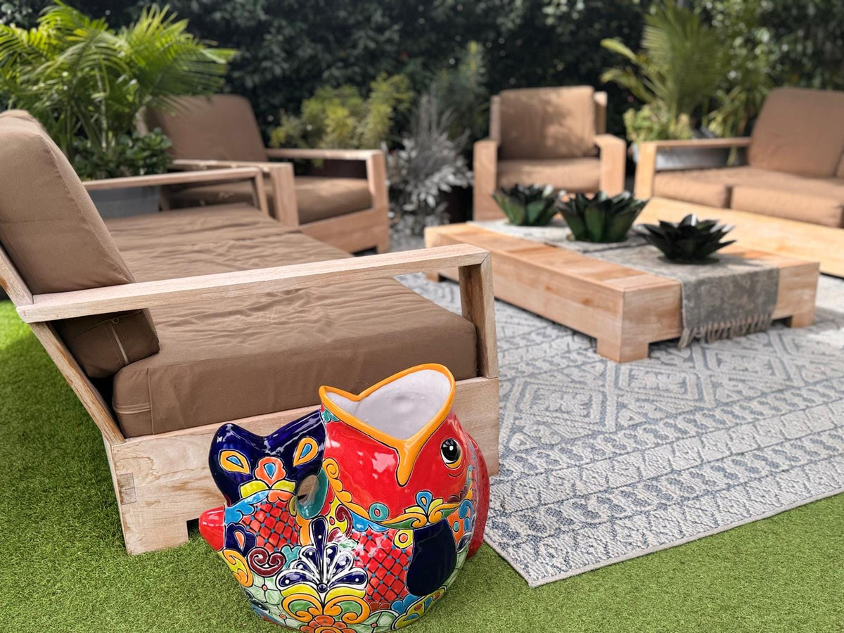 Talavera Whale Planter: Authentic Hand-painted Ceramic Mexican Garden Decor