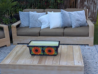 Window Box Planter is Handmade Talavera Mexican Pottery with a Sunflower Lily Motif