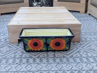 Window Box Planter is Handmade Talavera Mexican Pottery with a Sunflower Lily Motif