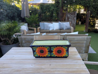 Window Box Planter is Handmade Talavera Mexican Pottery with a Sunflower Lily Motif