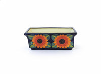 Window Box Planter is Handmade Talavera Mexican Pottery with a Sunflower Lily Motif