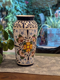 Ceramic Talavera Vase is Exquisite Handmade Mexican Pottery | Decorative Flower Vase is Gorgeous Centerpiece for Home Decor or Yard Decor