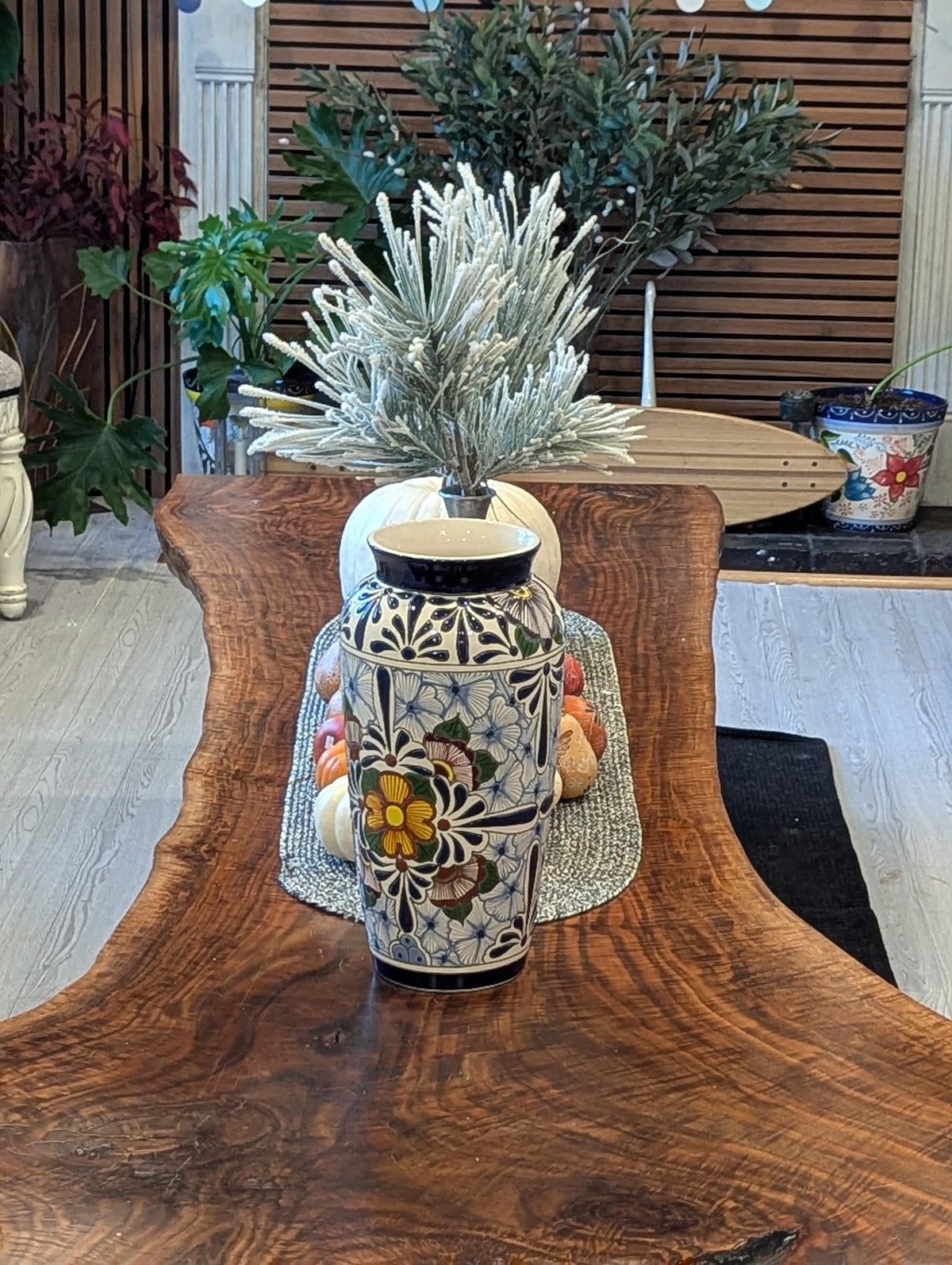 Ceramic Talavera Vase is Exquisite Handmade Mexican Pottery | Decorative Flower Vase is Gorgeous Centerpiece for Home Decor or Yard Decor