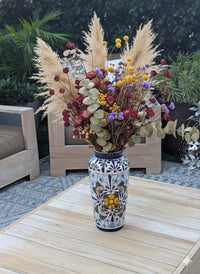 Ceramic Talavera Vase is Exquisite Handmade Mexican Pottery | Decorative Flower Vase is Gorgeous Centerpiece for Home Decor or Yard Decor