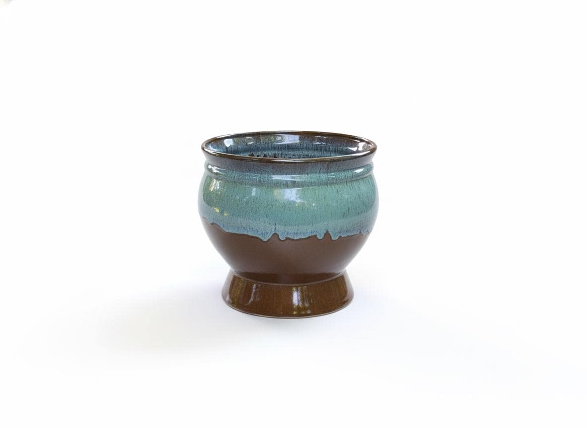 Ceramic Planter and Glazed Pot from Mexico | Green Oxide Aqua & Earth is Handcrafted Contemporary Outdoor Decor and Large Garden Plant Pot