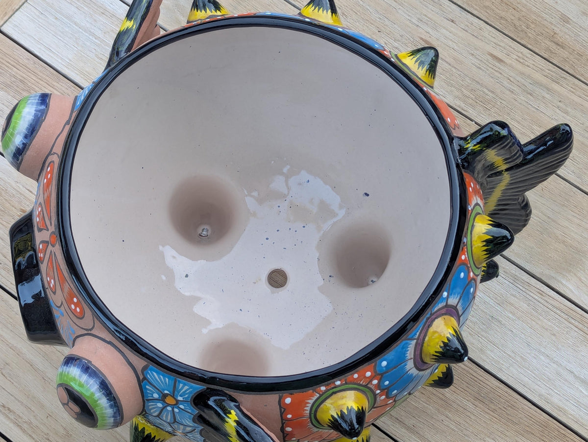 Hand-Painted Talavera Blowfish Planter: Mexican Pottery Garden Decor