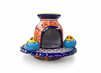 Ceramic Bird Feeder Talavera Pottery, Decorative Outdoor Hanging Feeder Station with Chain, Handmade Mexican Pottery Attract Wild Birds