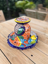 Ceramic Bird Feeder Talavera Pottery, Decorative Outdoor Hanging Feeder Station with Chain, Handmade Mexican Pottery Attract Wild Birds
